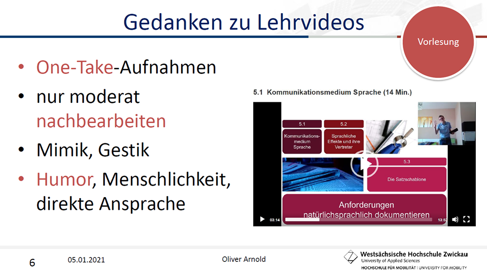 Titelseite der Präsentation: Gedanken zu Lehrvideos