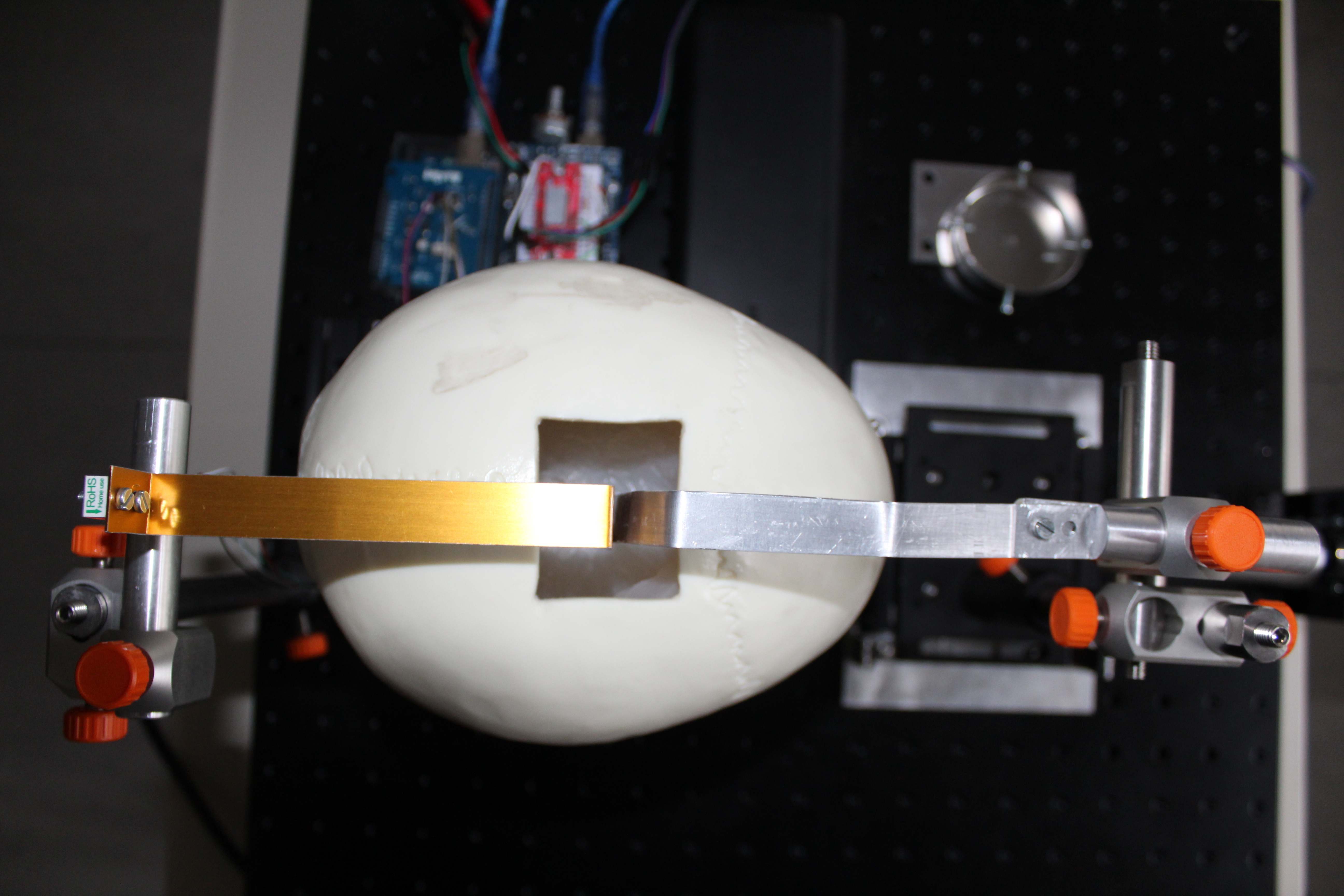 Foto: Intelligenter Hirnspatel in einem Versuchsaufbau.