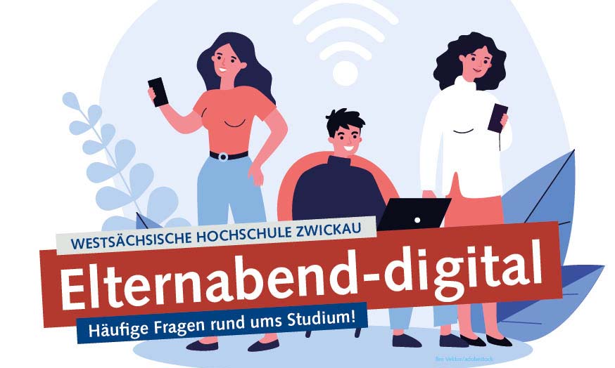Grafische Darstellung einer Gruppe von Menschen bei der Nutzung digitaler Medien