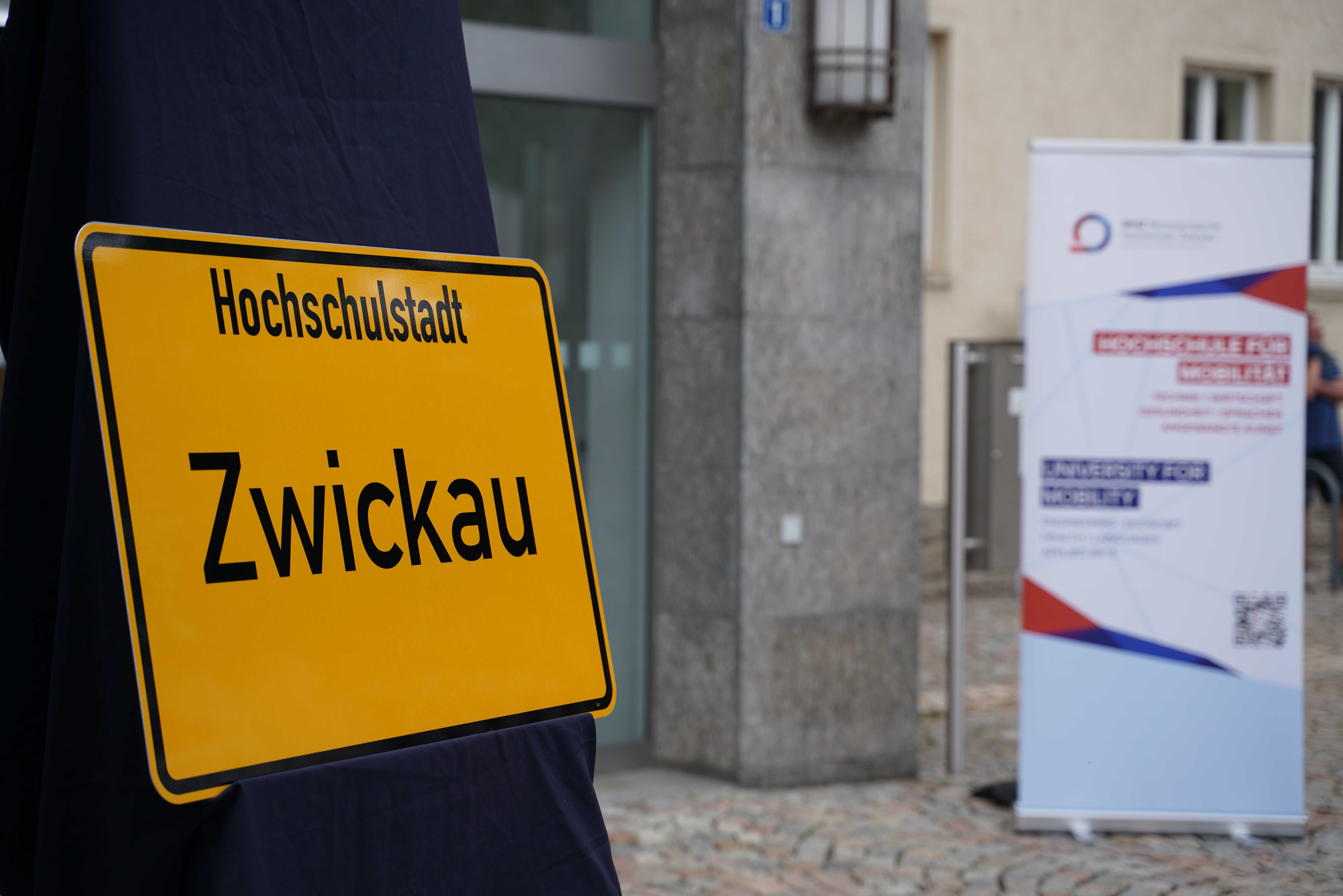 Ortseingangschild Hochschulstadt Zwickau