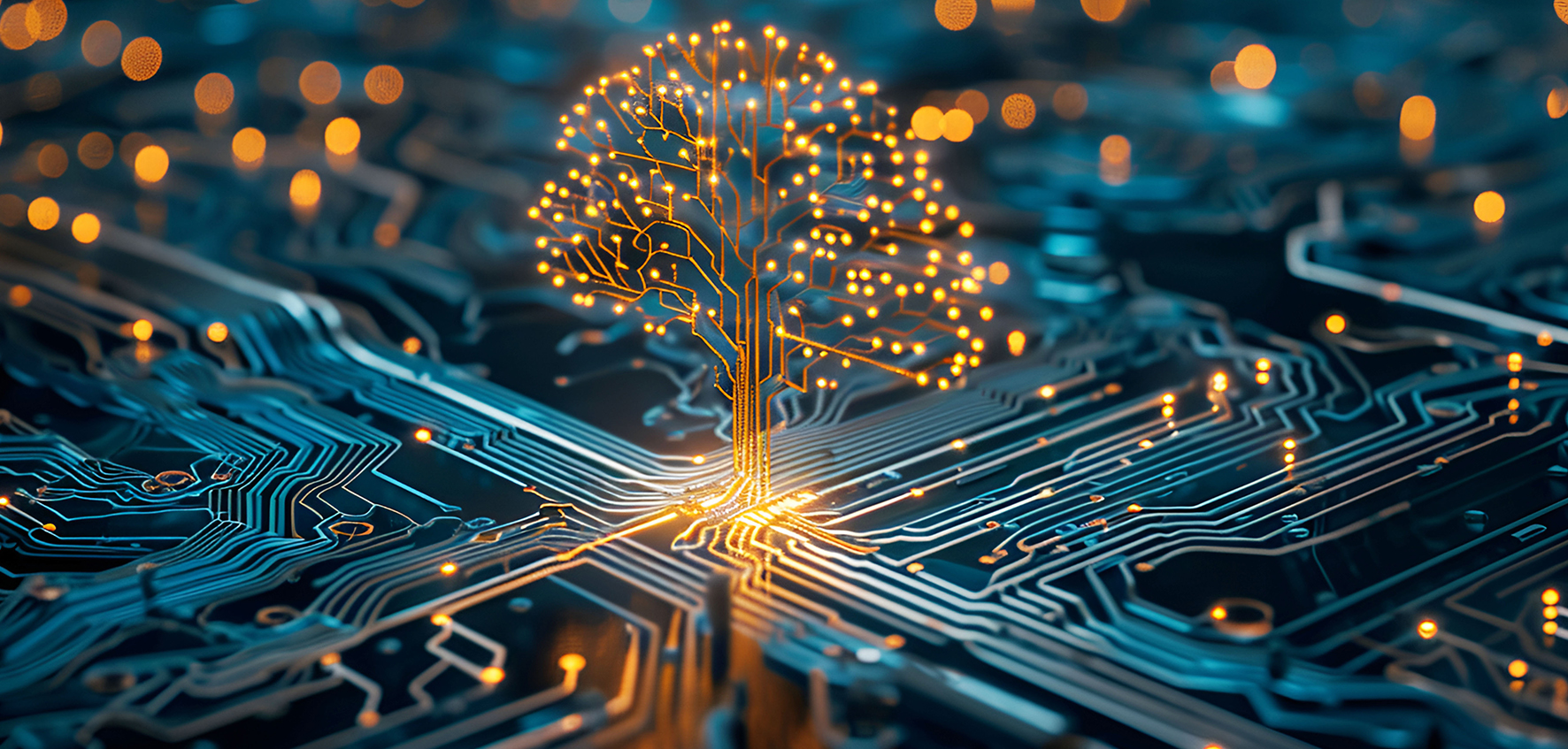 Grafische Darstellung eines Baums, der aus einem eletronischem Steuergerät entspringt. 