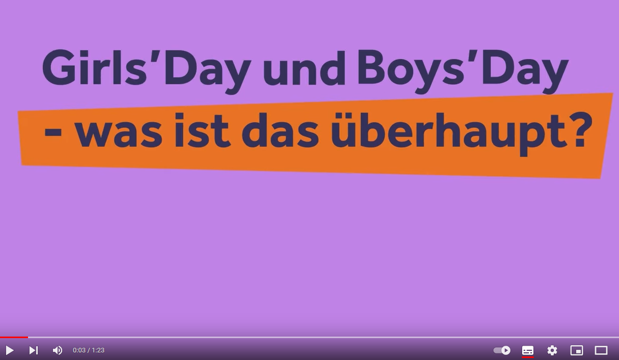 Abbildung: Standbild aus einem Video, Girls Day und Boys Day - was ist das überhaupt?