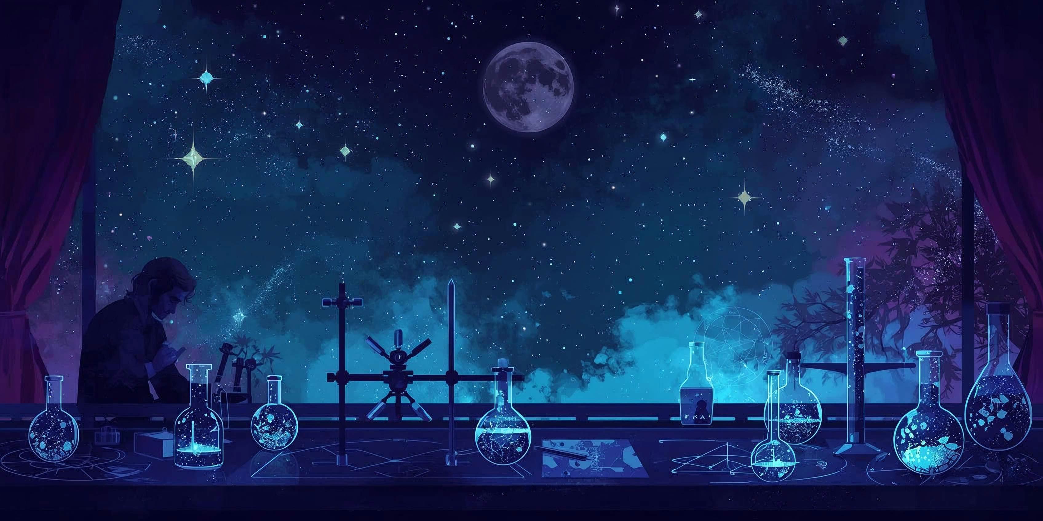 Symbolbild Magie und Experimente in der Nacht (Quelle: KI generiert)
